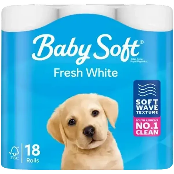 Baby Soft 2 Ply Fresh White Toilet Paper Roll 18 Pack