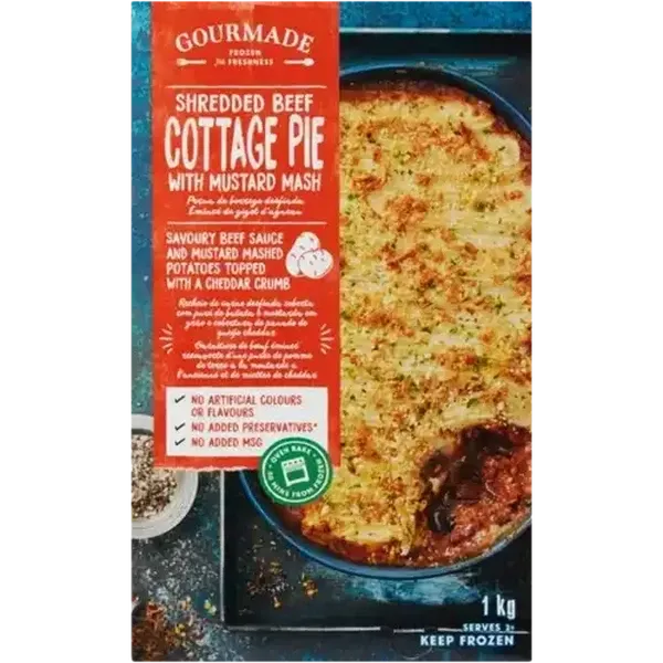 Gourmade Frozen Shredded Beef Cottage Pie With Mustard Mash Ready Meal 1kg