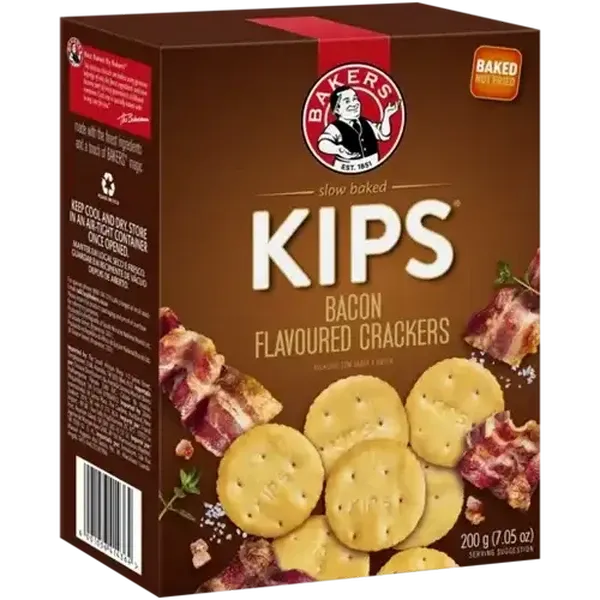 Bakers Kips Bacon Flavoured Crackers 200g