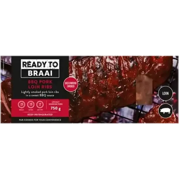 Ready To Braai BBQ Pork Loin Ribs 750g