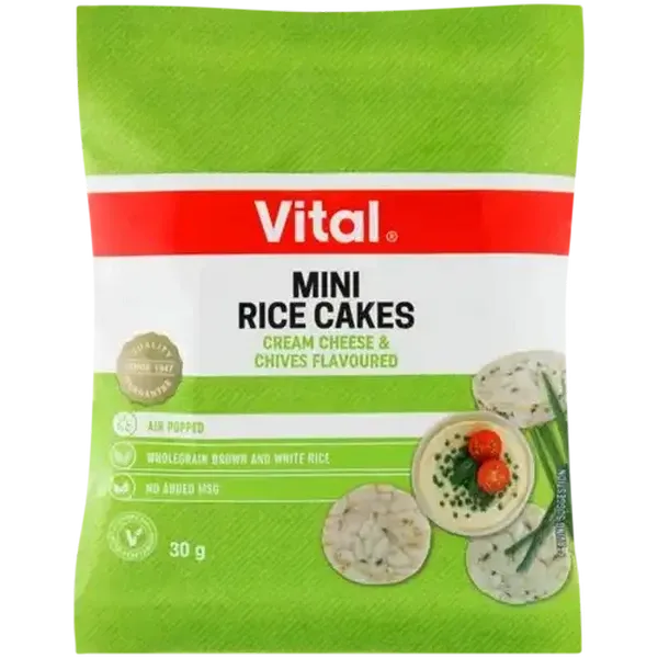 Vital Cream Cheese & Chives Flavoured Mini Rice Cakes Bag 30g