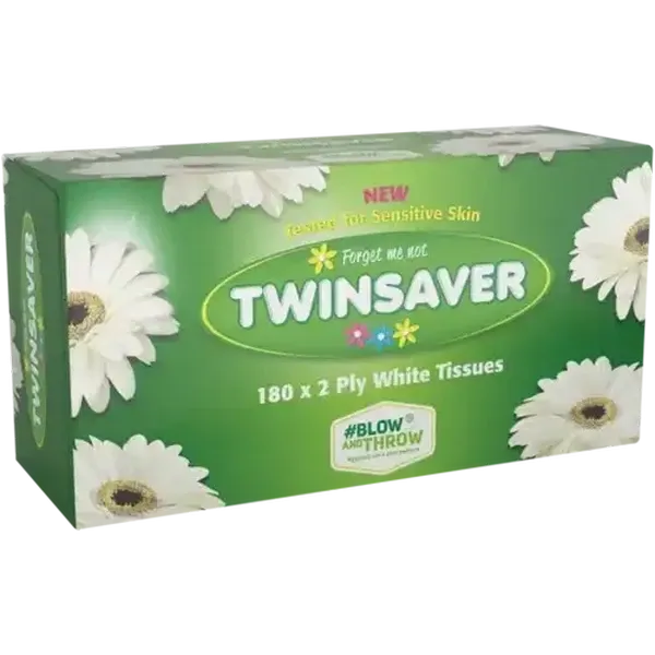 Twinsaver White Facial Tissues 180 Pack
