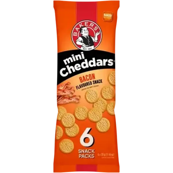 Bakers Bacon Flavoured Mini Cheddars Pack 6 x 33g