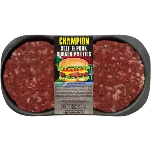 Championship Beef & Pork Burger Patties Per KG (4 Patties)