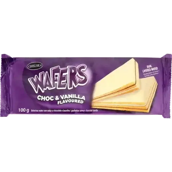 Chelsea Choc & Vanilla Flavoured Wafers 100g