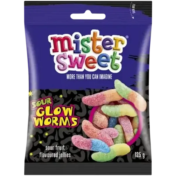 Mister Sweet Sour Glow Worms 125g