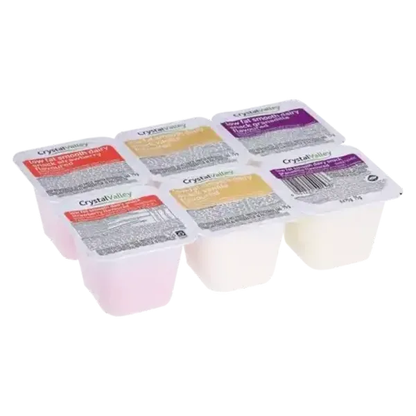 Crystal Valley Strawberry, Vanilla & Granadilla Flavoured Smooth Low Fat Dairy Snack 6 x 75g