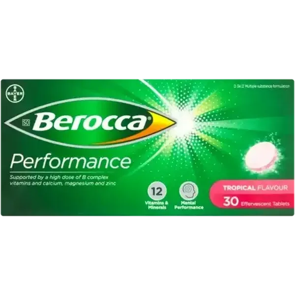 Berocca Performance Tropical Flavour Effervescent Tablets 30 Pack
