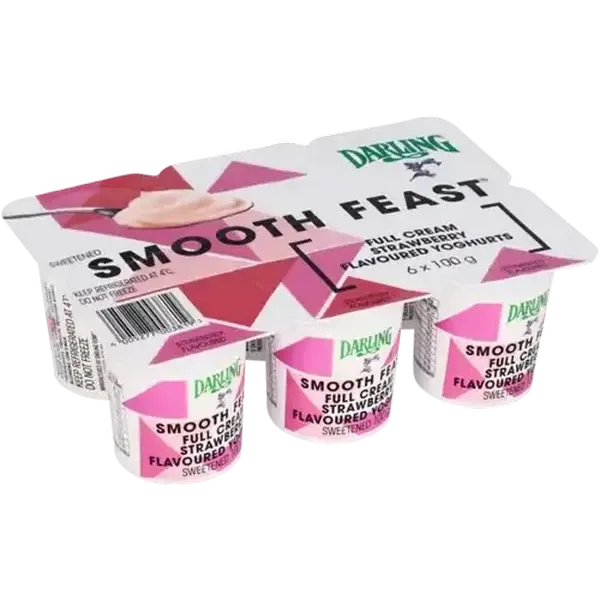 Darling Full Cream Strawberry Flavoured Yoghurts 6 x 100g