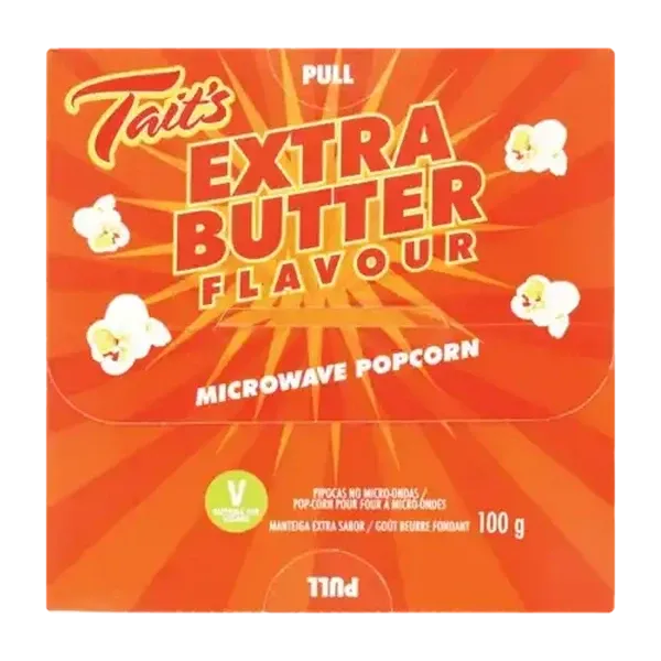 Tait's Extra Butter Flavour Microwave Popcorn 100g