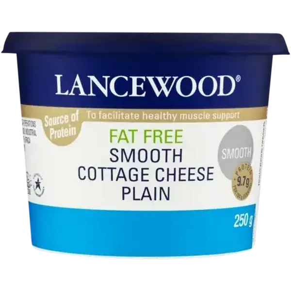 LANCEWOOD Plain Fat Free Smooth Cottage Cheese 250g