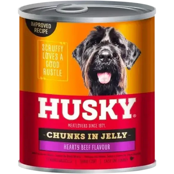 Husky Hearty Beef Flavour Chunks In Jelly Adult Dog Food 775g