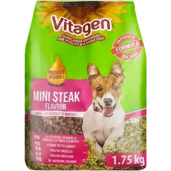 Vitagen Mini Steak Flavour Dry Adult Dog Food 1.75kg