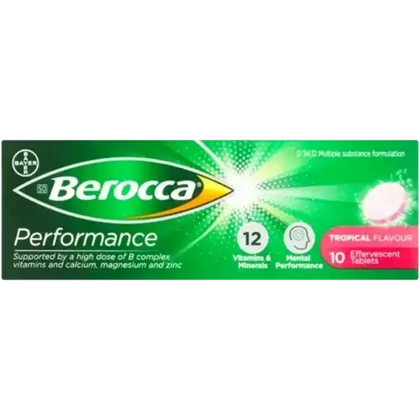 Berocca Performance Tropical Flavour Effervescent Tablets 10 Pack