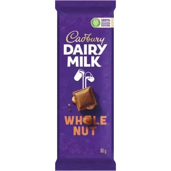 Cadbury Dairy Milk Whole Nut Chocolate Slab 80g