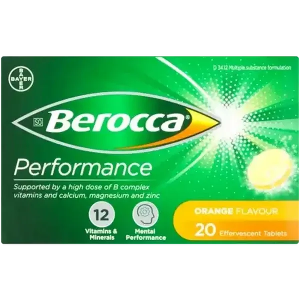 Berocca Performance Orange Flavour Effervescent Tablets 20 Pack