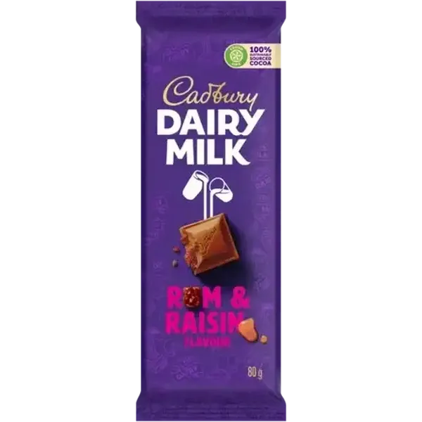 Cadbury Dairy Milk Rum & Raisin Chocolate Slab 80g