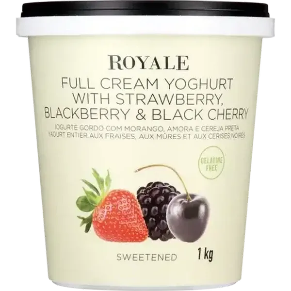 Royale Strawberry, Blackberry & Black Cherry Full Cream Yoghurt 1kg