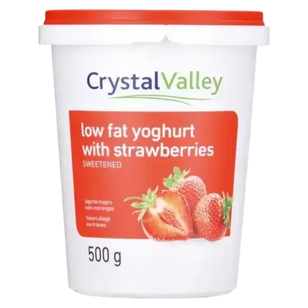 Crystal Valley Low Fat Yoghurt With Strawberries 500g