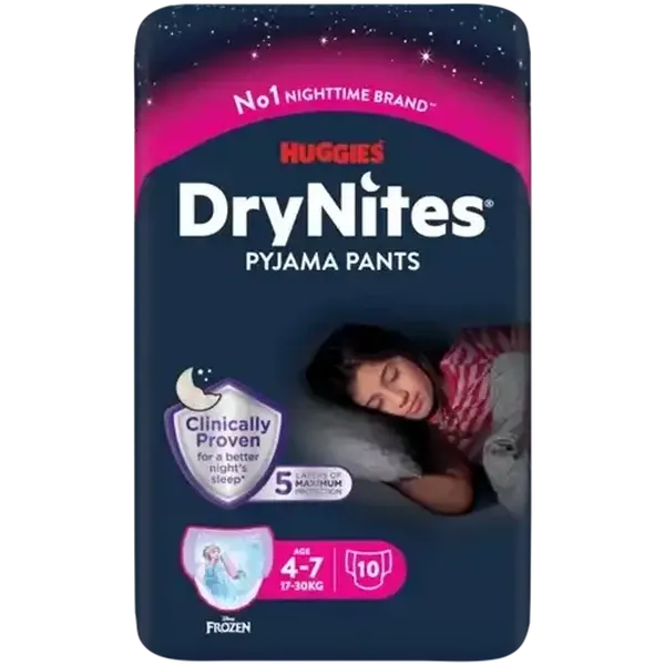 DryNites Girls 4-7 Years Pyjama Pants 10 Pack