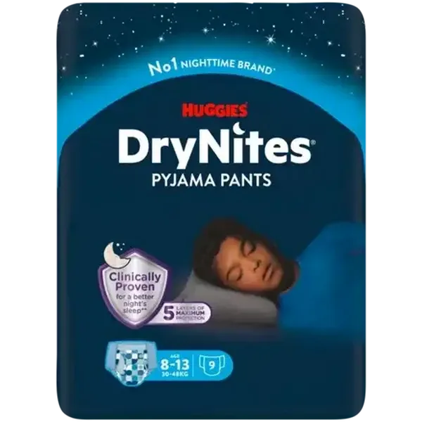 Huggies DryNites Age 8 - 13 Disposable Pyjama Pants 9 Pack