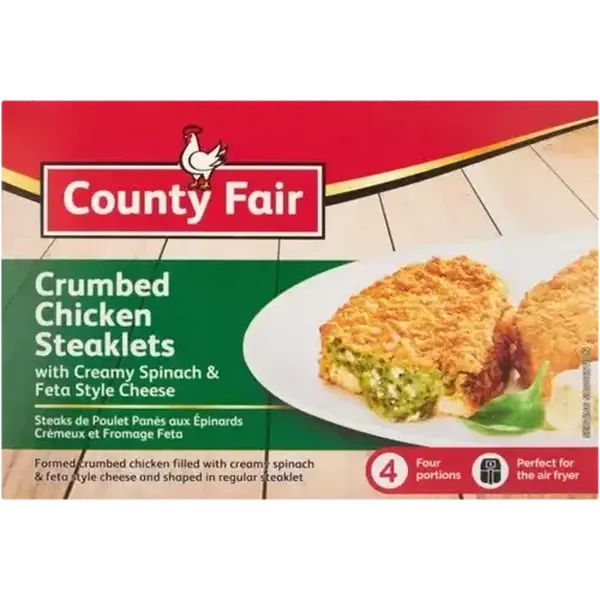 County Fair Frozen Chicken Steaklet With Spinach & Feta Sauce 400g