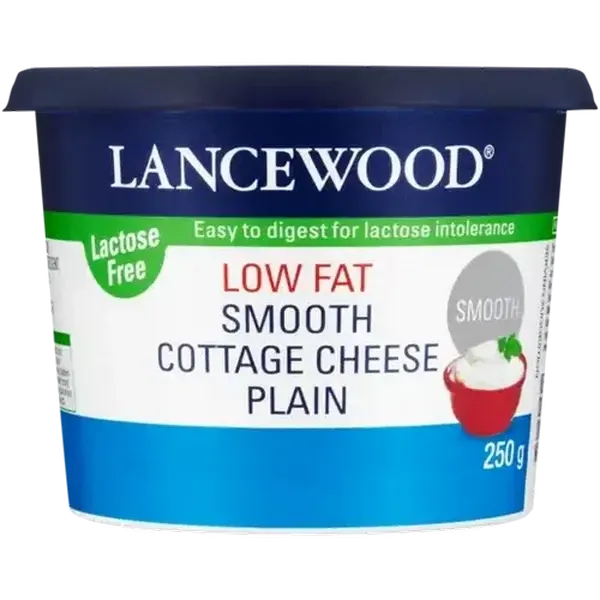 LANCEWOOD Plain Lactose Free Low Fat Smooth Cottage Cheese 250g