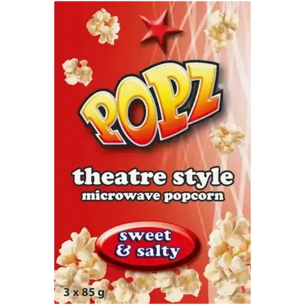 Popz! Sweet & Salty Microwave Popcorn 3 x 85g