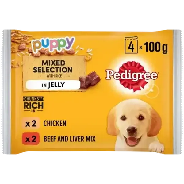 Pedigree Beef & Rice In Jelly Dog Food Pack 4 x 100g