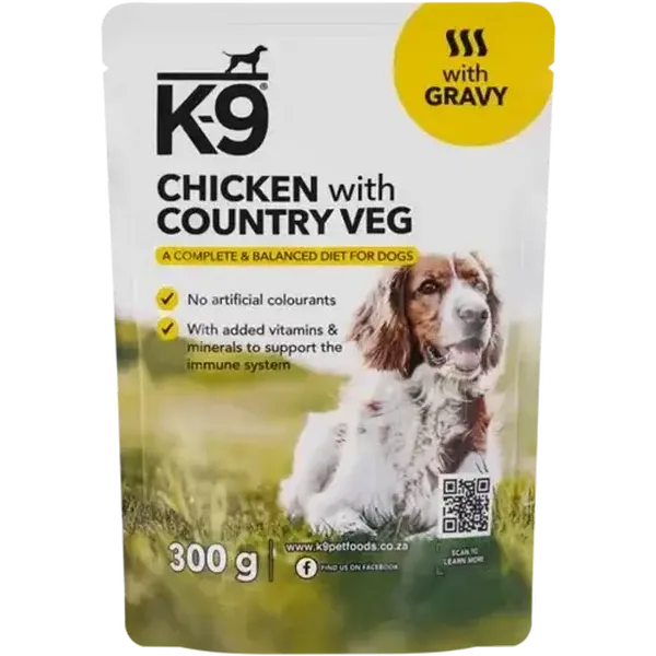 K-9 All Chicken with Country Veg in Gravy Adult Wet Dog Food 300g