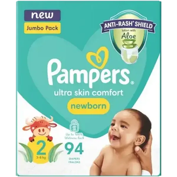 Pampers Size 2 3-8kg Newborn Disposable Nappies 94 Pack