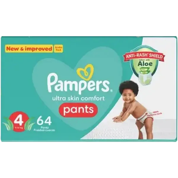 Pampers Size 4 9-14kg Disposable Nappy Pants 64 Pack