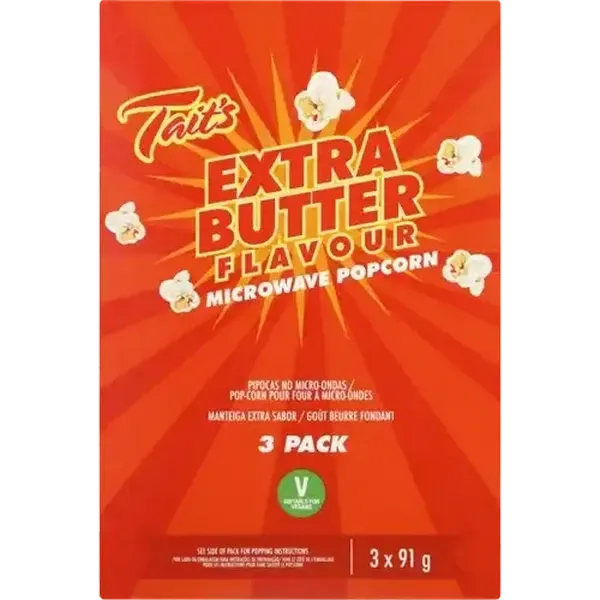 Tait's Extra Butter Microwave Popcorn 3 x 91g