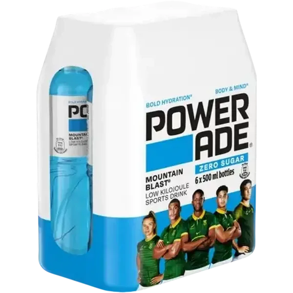 Powerade Zero Mountain Blast Flavoured Sports Drink Bottles 6 x 500ml