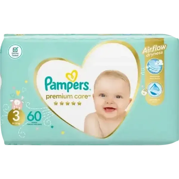 Pampers Premium Care Size 3 6-10kg Diapers 60 Pack