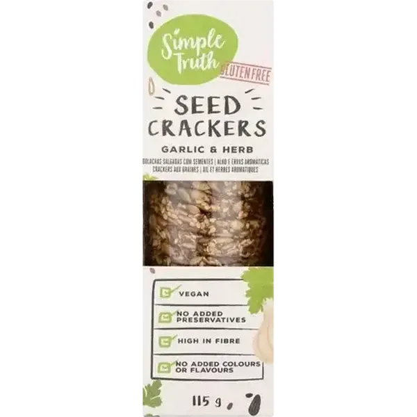Simple Truth Gluten Free Garlic & Herb Seed Crackers 115g