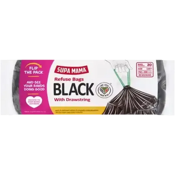 Supa Mama Refuse Bags with Drawstring 20 x 110L