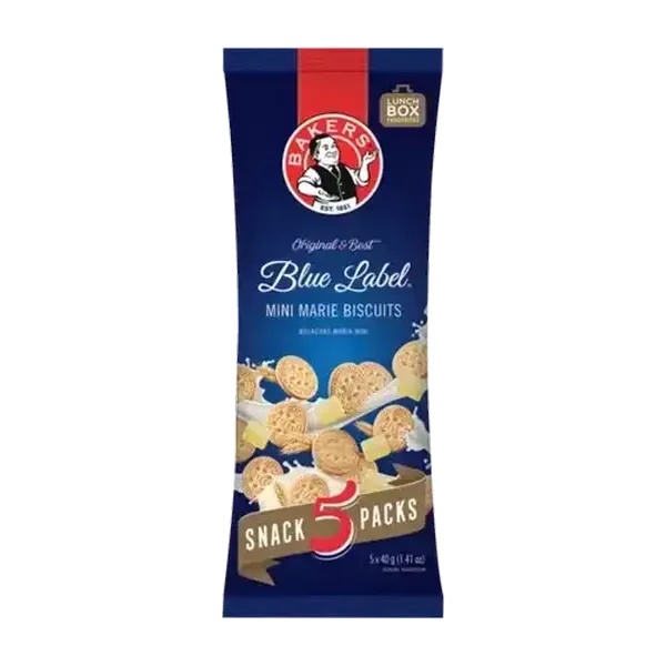 Bakers Blue Label Mini Marie Biscuits 5 x 40g