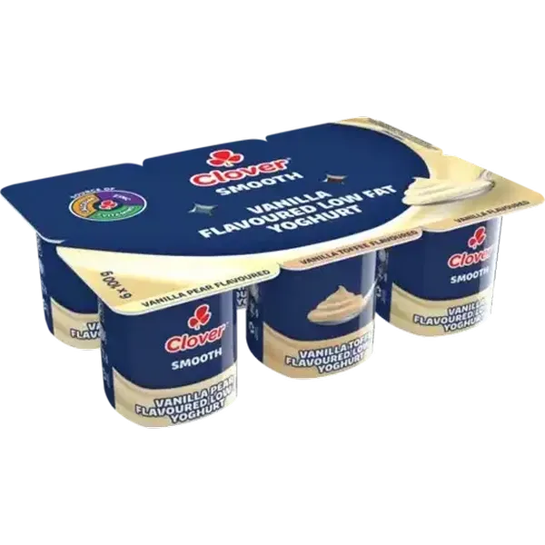 Clover Assorted Smooth Low Fat Yoghurt 6 x 100g
