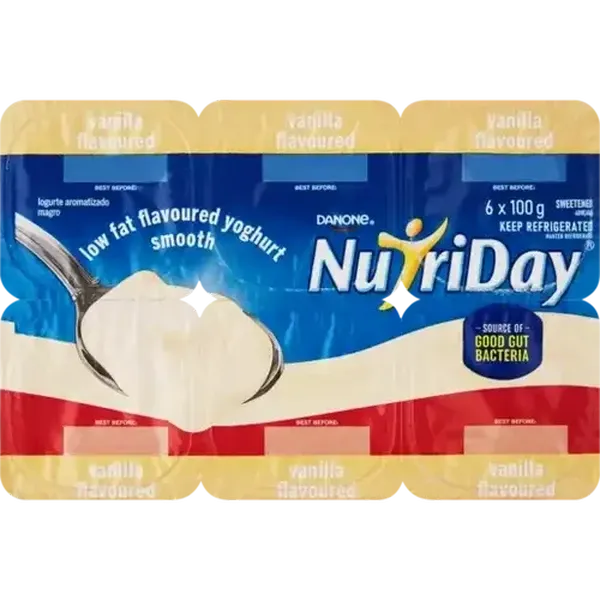 Danone NutriDay Vanilla Flavoured Low Fat Smooth Yoghurt 6 x 100g