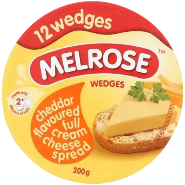 Melrose Cheddar Flavoured Full Cream Cheese Wedges 200g