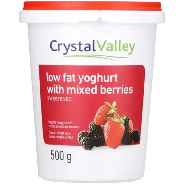 Crystal Valley Low Fat Yoghurt With Mixed Berries 500g