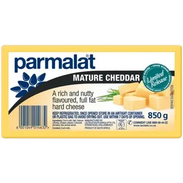 Parmalat Mature Cheddar Full Fat Hard Cheese 850g