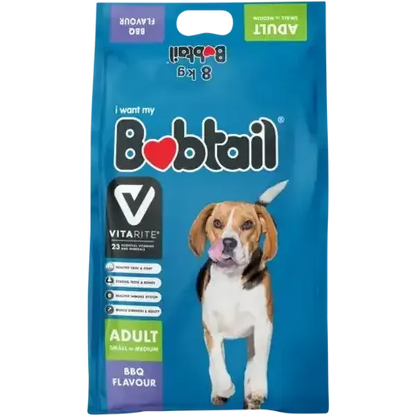Bobtail BBQ Flavour Small-Medium Adult Dry Dog Food 8kg