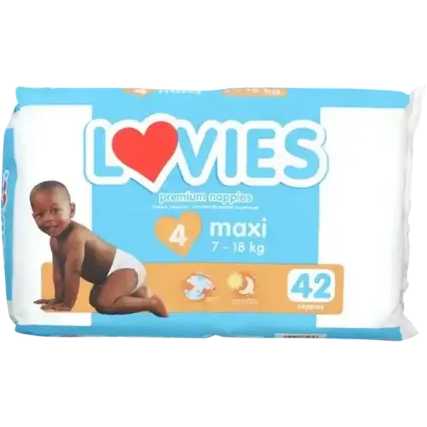 Lovies Maxi Size 4 7-18kg Premium Nappies 42 Pack