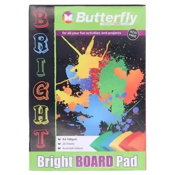 Butterfly A4 Bright Paper Board Pad 20 Pages
