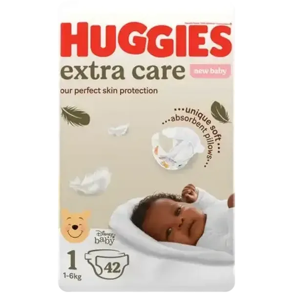 Huggies Extra Care Size 1 New Baby Diapers 42 Pack