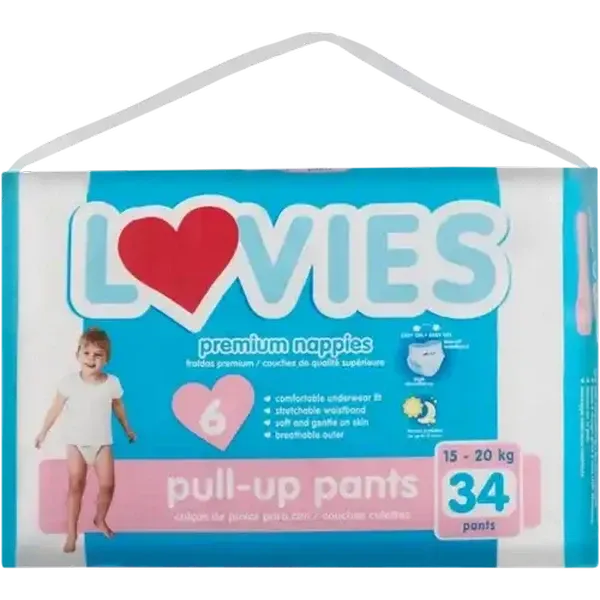 Lovies Premium Size 6 Pull-Up Pants 34 Pack