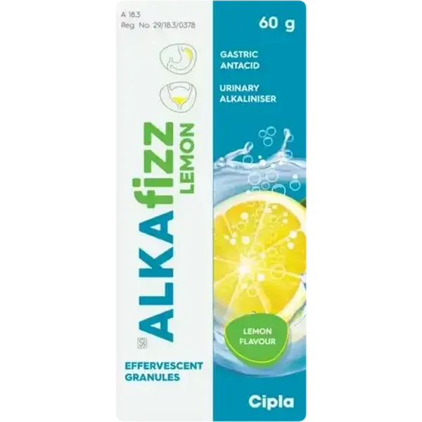 Cipla Alka Fizz Lemon Flavour Gastric Antacid Effervescent Granules 60g