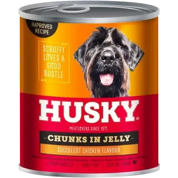 Husky Succulent Chicken Flavour Adult Wet Dog Food Chunks In Jelly 775g